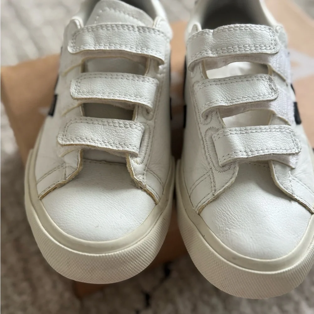 Veja White and Black Velcro Sneakers - Picture 6 of 8